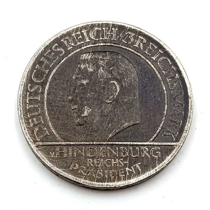 Tyskland, Weimarrepublikken. 3 Reichsmark 1929  (Ingen mindstepris)