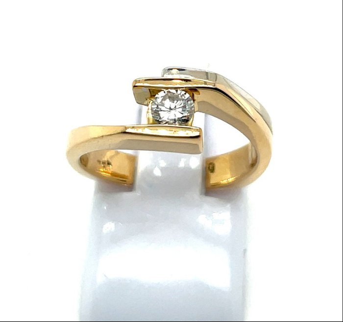 Forlovelsesring - 18 kraat Gulguld, Hvidguld -  0.20ct. tw. Diamant (Natur)  - 0,20ct Modern Unique Soli