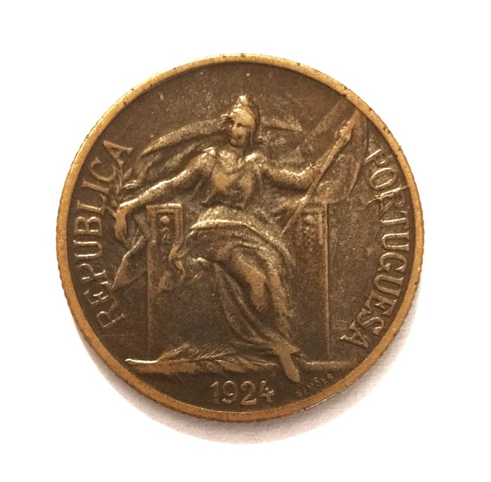 Portugal Republic 50 centavos - 1924 - Bronze/Alumínio - Rara