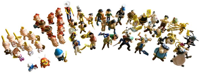 Plastoy - Gaston, Lucky Luke, Marsupilami, Tintin, Titeuf, Asterix - 49 figurines