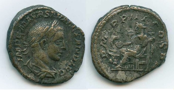 Romarriket Severus Alexander (AD 222-235) Denarius Rome - Salus seated left  (Ingen mindstepris)