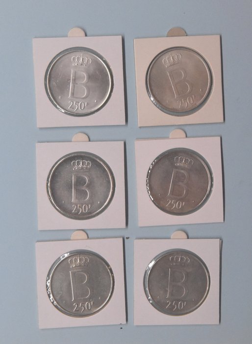 Belgien Baudouin I (1951-1993) 250 Francs 1976 (6 stuks)  (Ingen mindstepris)