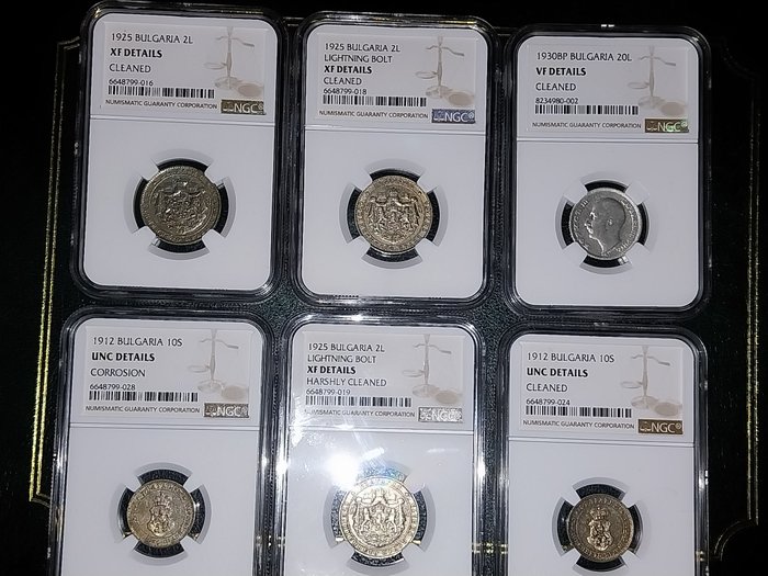 Det bulgarske imperium. A Lot of 6x NGC Certified Old Bulgarian Coins 1912-1930  (Ingen mindstepris)