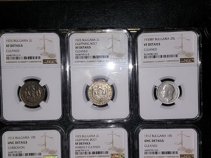 Det bulgarske imperium. A Lot of 6x NGC Certified Old Bulgarian Coins 1912-1930  (Ingen mindstepris)