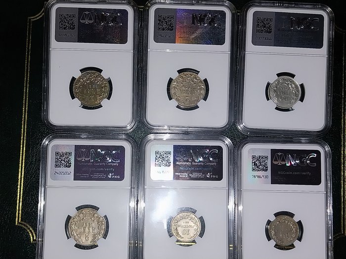 Det bulgarske imperium. A Lot of 6x NGC Certified Old Bulgarian Coins 1912-1930  (Ingen mindstepris)