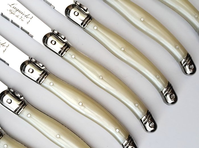 Laguiole - 12x Steak Knives - Pearl - style de - Bordknive sæt (12) - Rustfrit stål