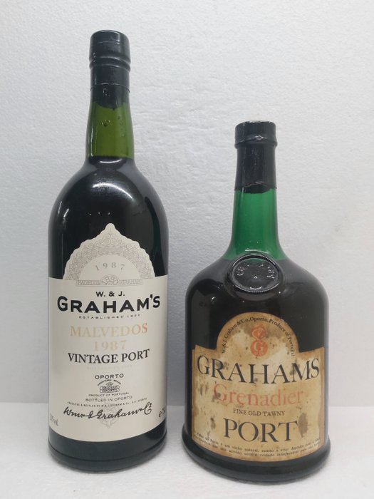 1987 Graham's Malvedos, Vintage Port  Grenadier Fine Old Tawny -  Douro  - 2 Flasker (0,75 L)