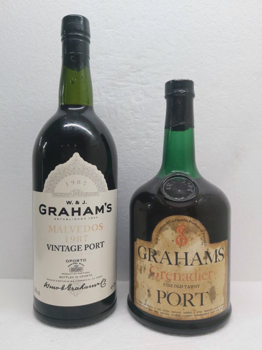 1987 Graham's Malvedos, Vintage Port  Grenadier Fine Old Tawny -  Douro  - 2 Flasker (0,75 L)