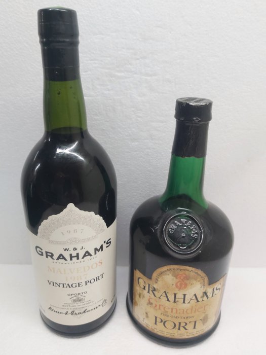 1987 Graham's Malvedos, Vintage Port  Grenadier Fine Old Tawny -  Douro  - 2 Flasker (0,75 L)