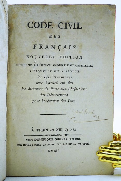 Napoléon - Code civil des Français - 1805