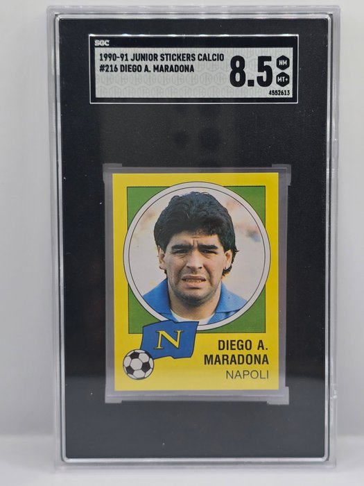 1990/91 Junior Stickers Calcio Diego Maradona #216 SGC 8.5 Graded sticker