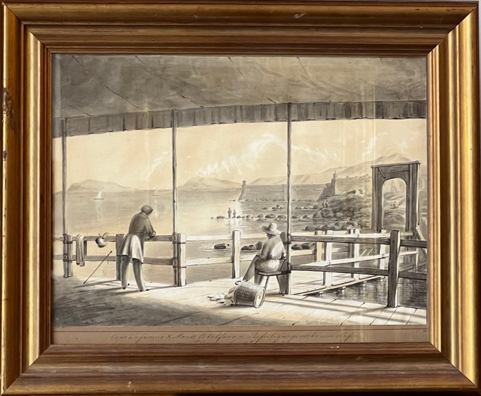 German school (XIX) - View of Capo Zafferano and Monte Catalfano near Palermo