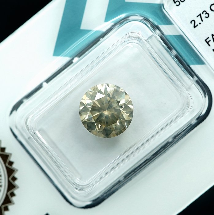 1 pcs Diamant  (Naturfarvet)  - 2.73 ct - Fancy Grålig Gul - SI2 - International Gemological Institute (IGI)