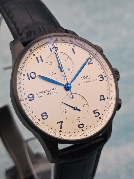 IWC - Portugieser - Ingen mindstepris - IWC Schaffhausen Portugieser 41MM Silver Dial Leather Strap (IW371446) - Mænd - 2020+