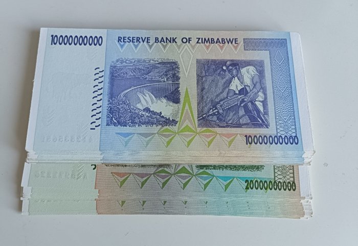 Zimbabwe - 30 x 10 Billion and 30 x 20 Billion Dollars - 2008  (Ingen mindstepris)