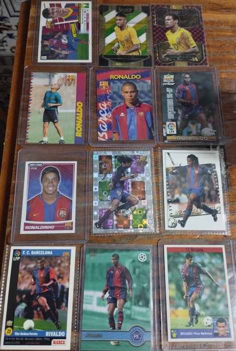 1996 to 2016 Panini/Topps Ronaldo, Rivaldo Ronaldinho, Neymar Jr. - 12 Card - Glimrende (EX)