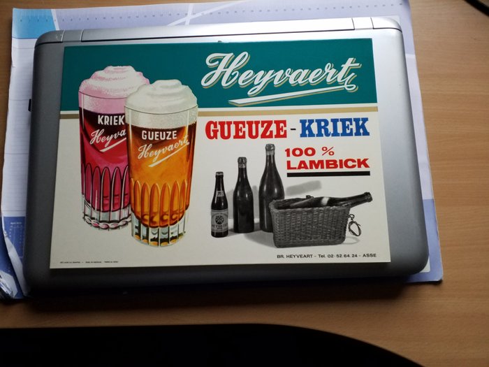 Reclamebord Heyvaert Gueuze Kriek - Tegn - Glacoid