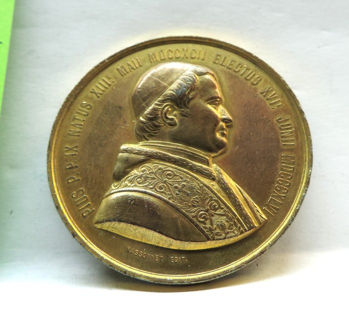 Italien, Kirkestaten. Pio IX (1846-1870). Medaglia elezione a Pontefice di Papa Pio IX 1846 , peso 45,9 gr. Opus : Massonet  (Ingen mindstepris)