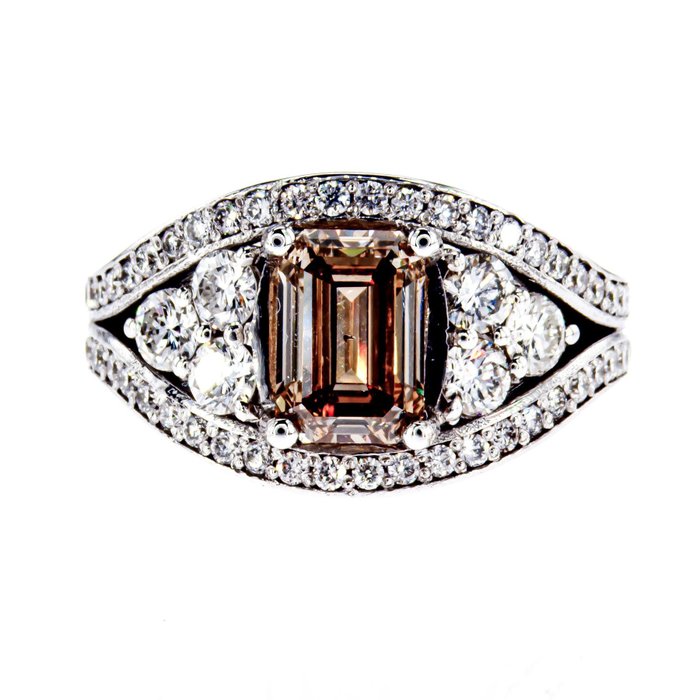 Forlovelsesring - 18 kraat Hvidguld -  2.62ct. tw. Diamant (Naturfarvet)