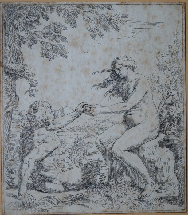 Simone Cantarini (1612-1648), Bolognese School (XVII) - Adam and Eve