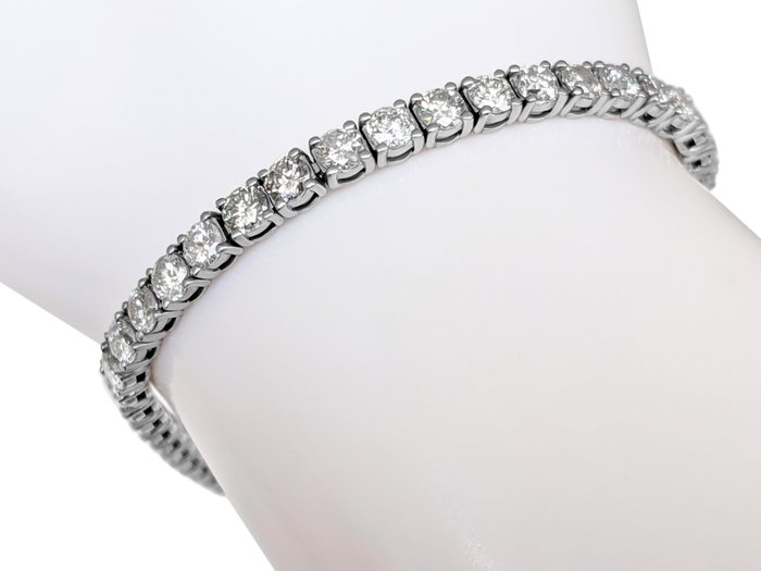 Armbånd - 14 karat Hvidguld -  7.28ct. tw. Diamant (Natur) - GCI