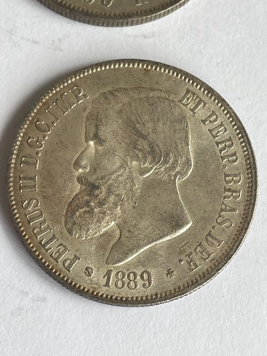 Brasilien. Pedro II (1831-1889). 2000 Reis 1869/1889 (2 moedas)  (Ingen mindstepris)