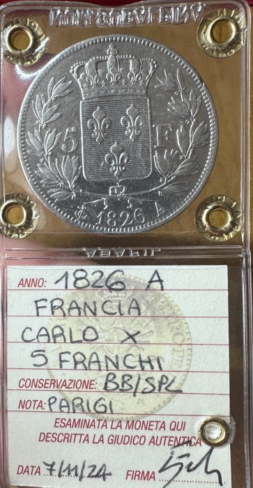 Frankrig. Charles X. 5 Francs 1826-A, Paris  (Ingen mindstepris)