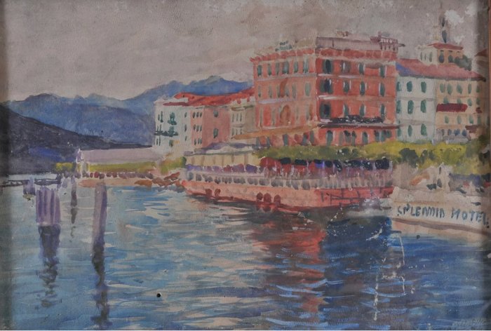 Félix Widder (1874-1939) - Mediterranean view of the port of Bellagio