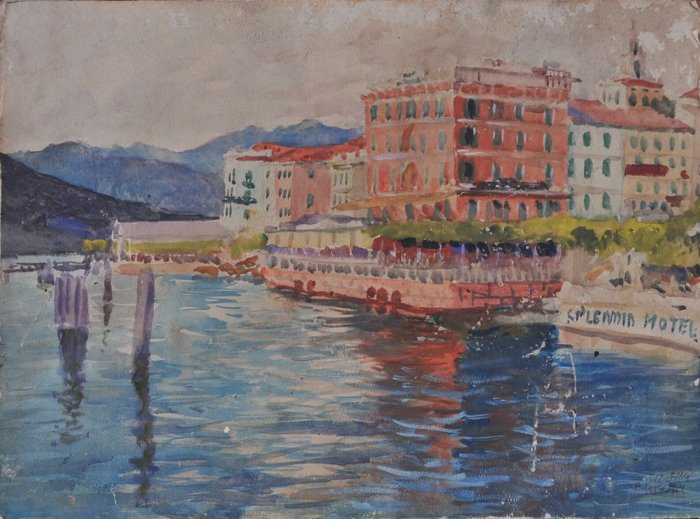 Félix Widder (1874-1939) - Mediterranean view of the port of Bellagio