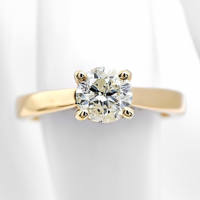 Ring - 14 karat Gulguld -  0.59ct. tw. Diamant (Naturfarvet) - Diamant