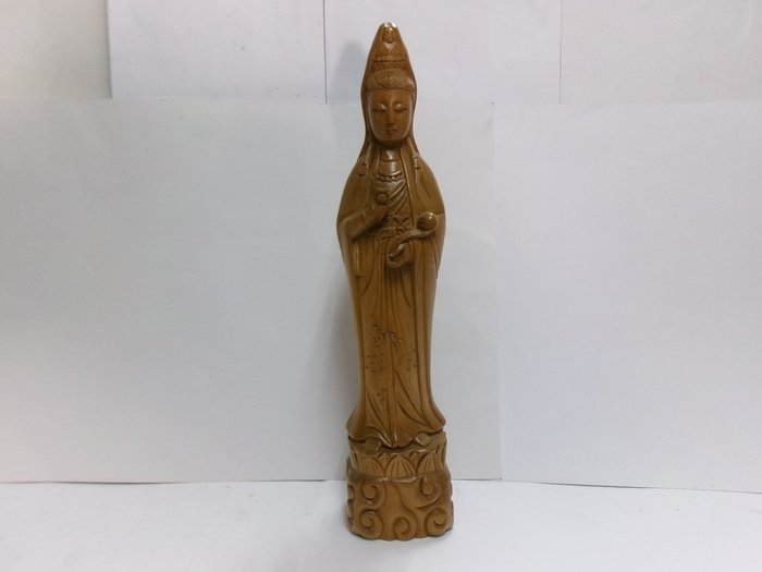 Standing statue of Kannon Bodhisattva 観音菩薩立像 height 415cm wood carving Masamine's work - Statue Træ - Japan  (Ingen mindstepris)