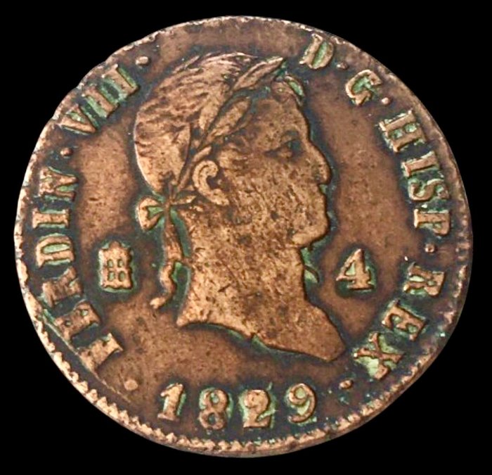 Spanien. Fernando VII (1813-1833). 4 Maravedís - 1829 - Segovia - (R603)  (Ingen mindstepris)