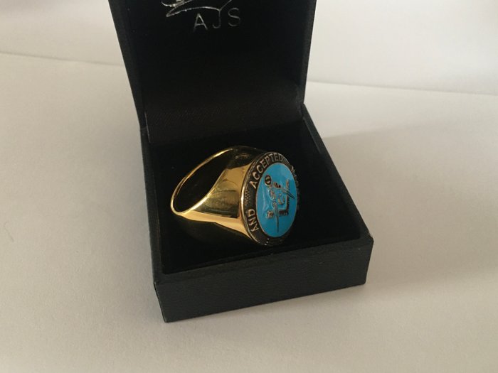 Masonic Blue Lodge Free  Accepted Mason Honor 24kt forgyldt - Ring