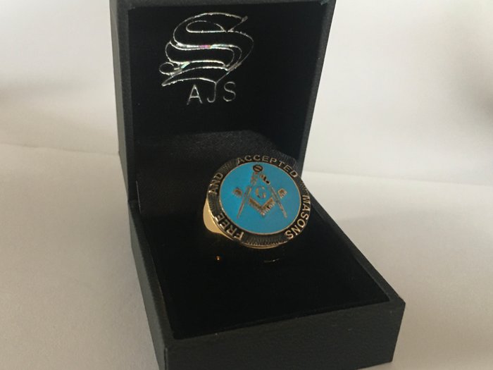 Masonic Blue Lodge Free  Accepted Mason Honor 24kt forgyldt - Ring