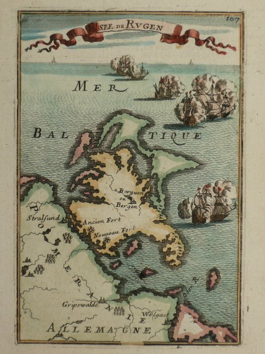 Europa - Tyskland / Rügen; A.M. Mallet - Isle de Rugen - 1681-1700