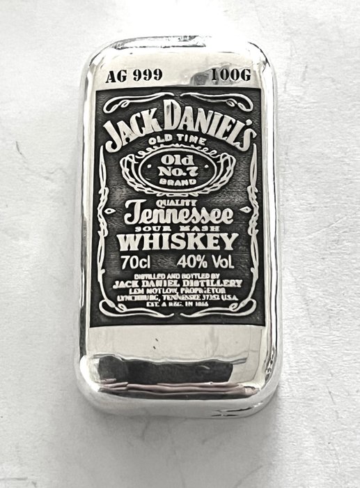 100 gram - Sølv 999 - -No Reserve- Jack Daniels  (Ingen mindstepris)