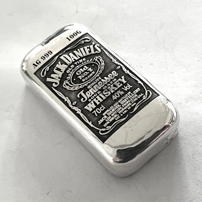 100 gram - Sølv 999 - -No Reserve- Jack Daniels  (Ingen mindstepris)