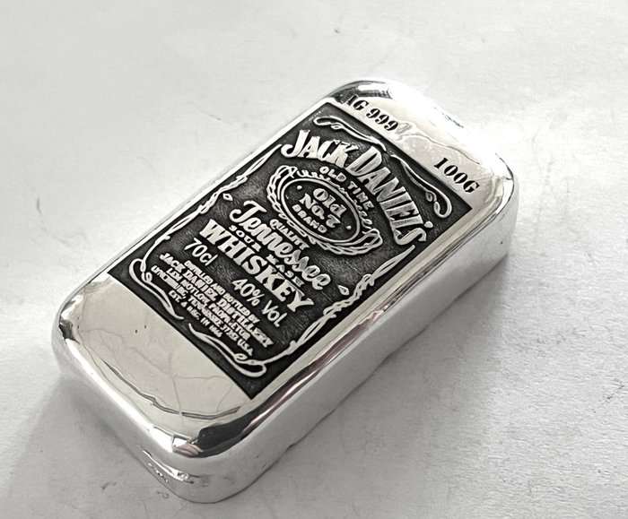 100 gram - Sølv 999 - -No Reserve- Jack Daniels  (Ingen mindstepris)