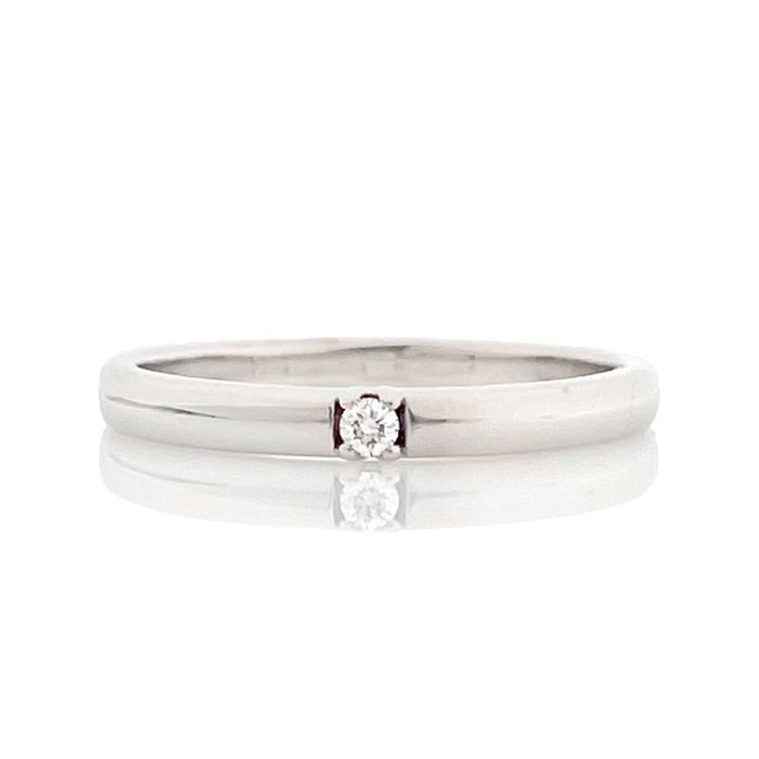 Ring - 14 karat Hvidguld -  0.03ct. tw. Diamant (Natur)  - Diamantring