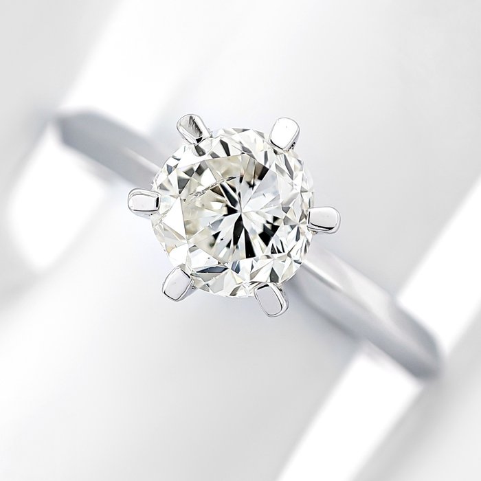 Ring - 14 karat Hvidguld -  1.01ct. tw. Diamant (Natur)