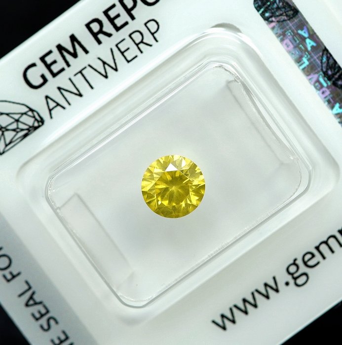 1 pcs Diamant  (Farvebehandlet)  - 1.00 ct - Fancy intense Gul - I1 - Gem Report Antwerp (GRA)