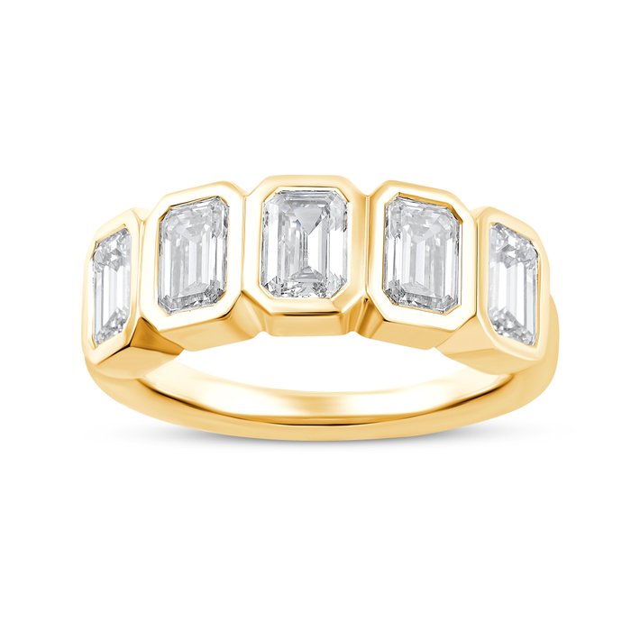 Ring - 14 karat Gulguld -  2.50ct. tw. Diamant (Laboratoriedyrket)