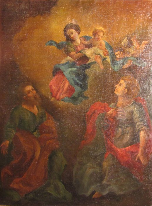 Scuola italiana (XVII) - Madonna con Bambino e santi