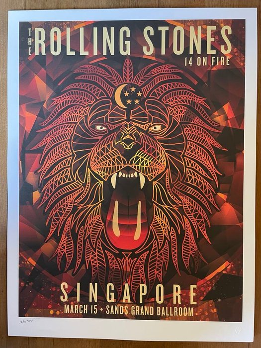 rolling stones - rolling stones singapore poster lithograph-14 on fire tour 2014