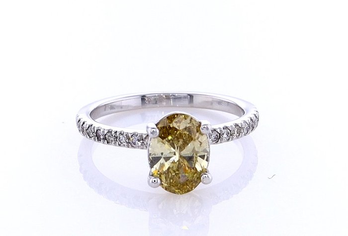 Ring - 14 karat Hvidguld -  0.98ct. tw. Diamant (Naturfarvet) - Diamant