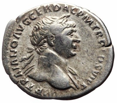 Romerska republiken. Trajan (AD 98-117). Denarius Scarce bust type