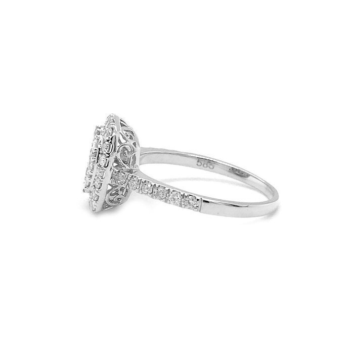 Ring - 14 karat Hvidguld -  0.66ct. tw. Diamant (Natur)