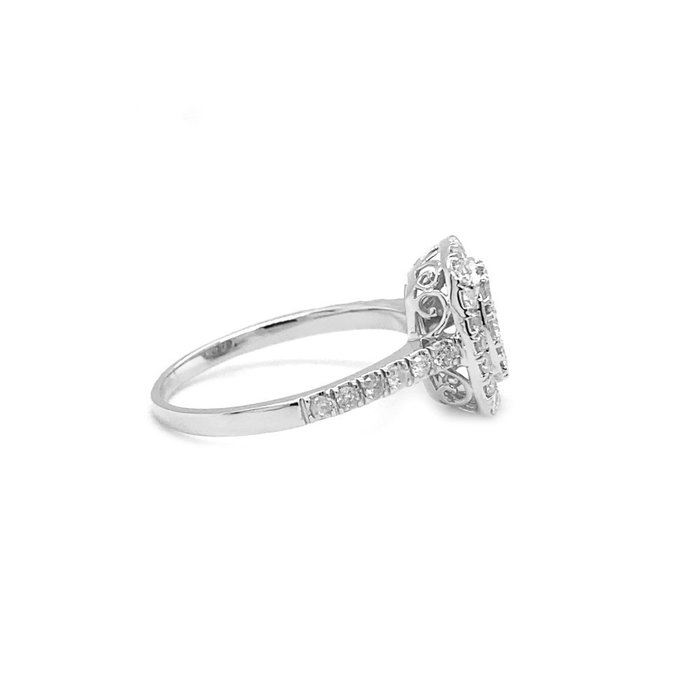 Ring - 14 karat Hvidguld -  0.66ct. tw. Diamant (Natur)