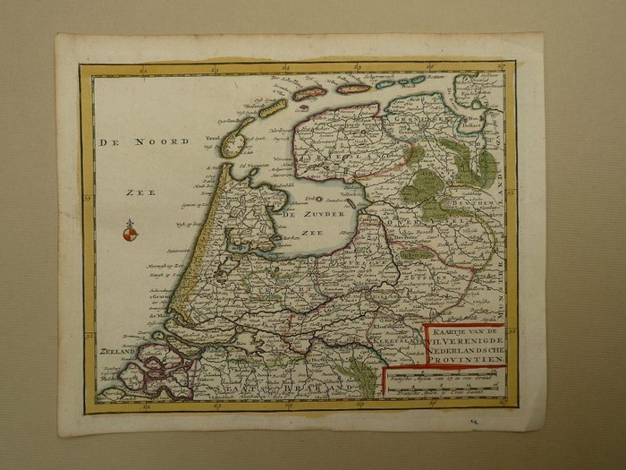 Holland - VII provinser; Hendrik de Leth - Kaartje van de VII Verenigde Nederlandsche Provintien - 1740