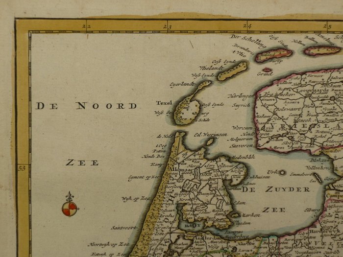 Holland - VII provinser; Hendrik de Leth - Kaartje van de VII Verenigde Nederlandsche Provintien - 1740